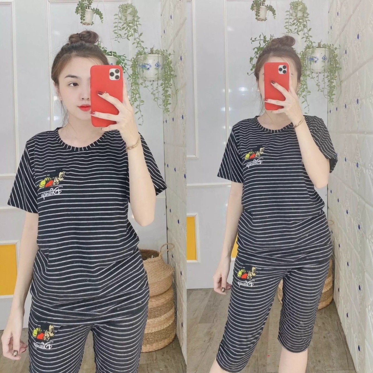 Set bộ mặc nhà siêu xinh thun cotton co giản 4 chiều thoáng mát