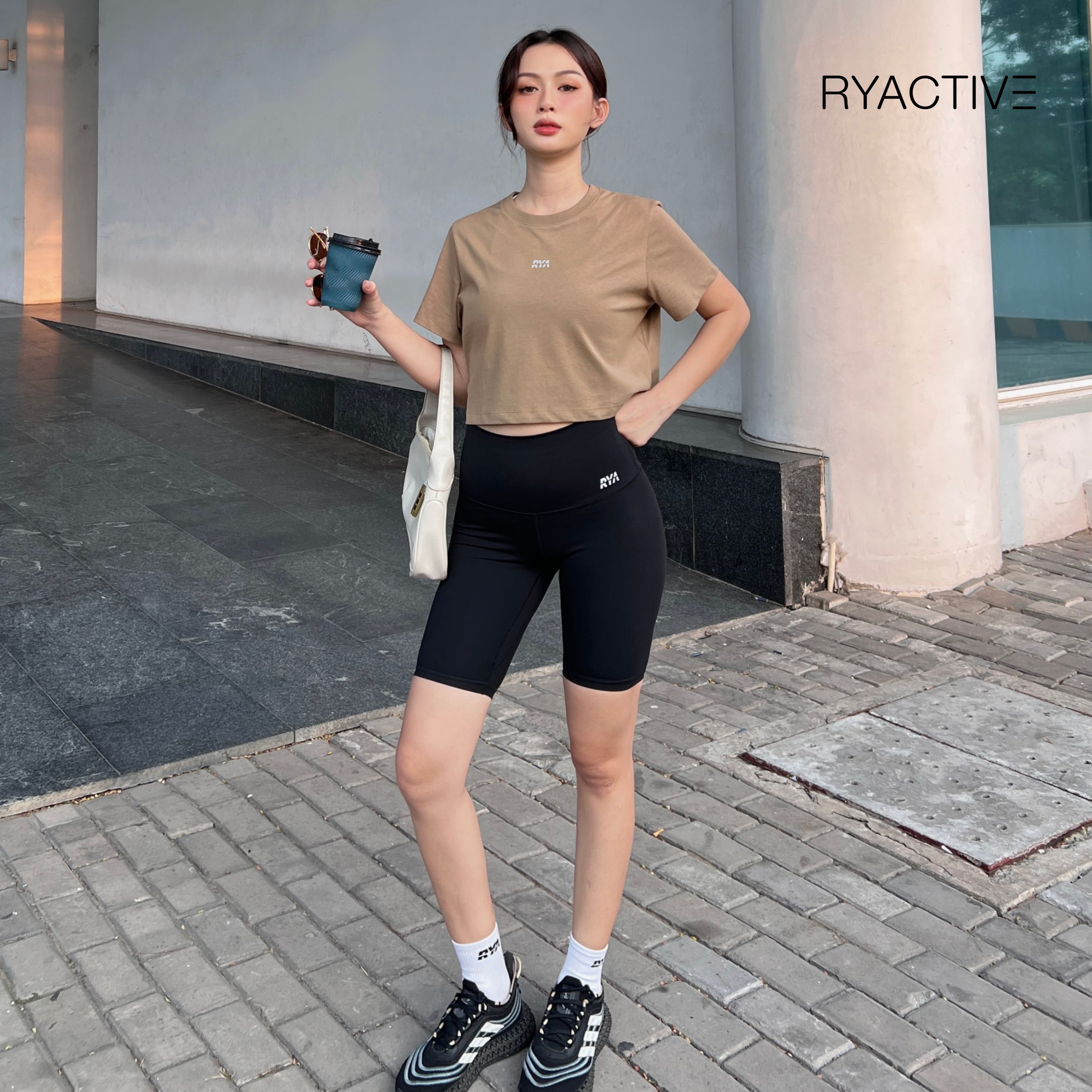 Áo thun croptop freesize RYACTIVE - COMFY CROPTOP Caramel
