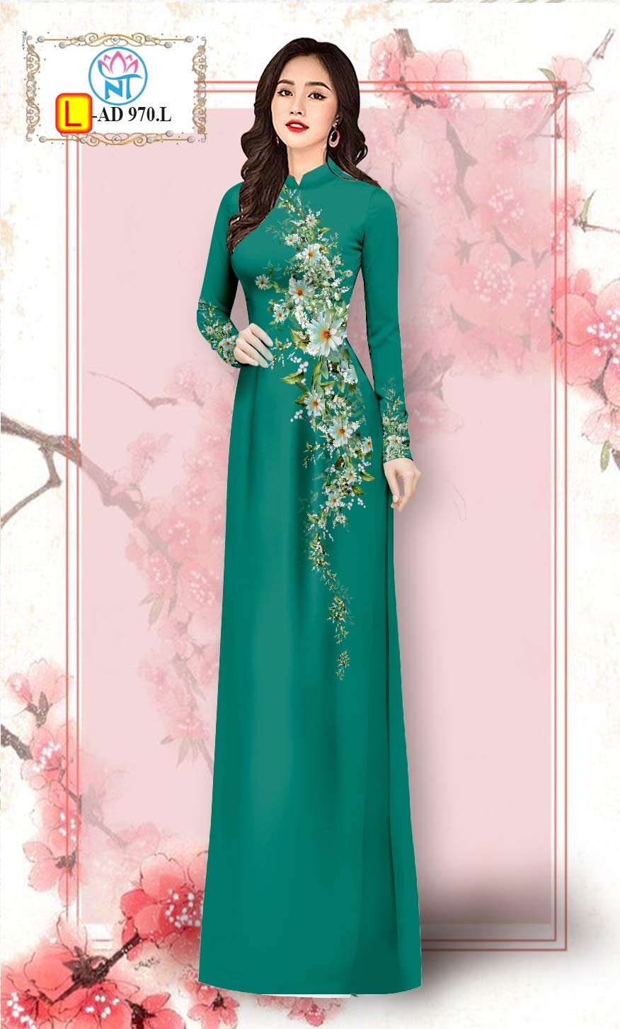 Vải áo dài 3d hoa eo - l 970