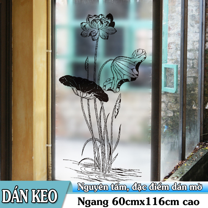 [HCM]Decal Dán Kính Cao Cấp - Cây Hoa Sen thân dài  ( 60x116 )-DK1061