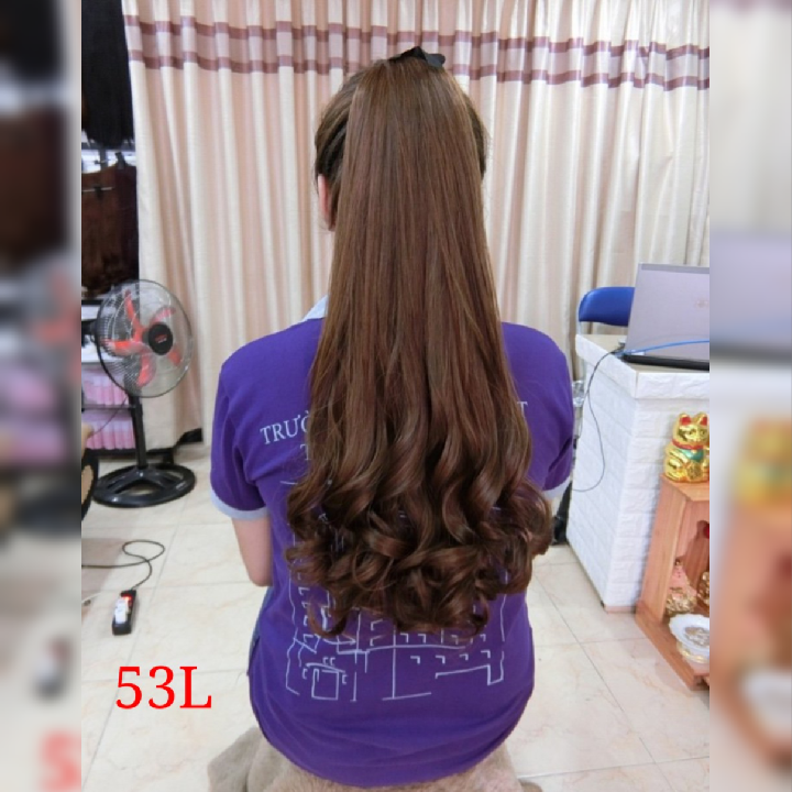 [ hàng loại 1 , 60cm ] tóc giả nữ cột xoăn dài, tóc giả buộc, tóc giả cột đuôi