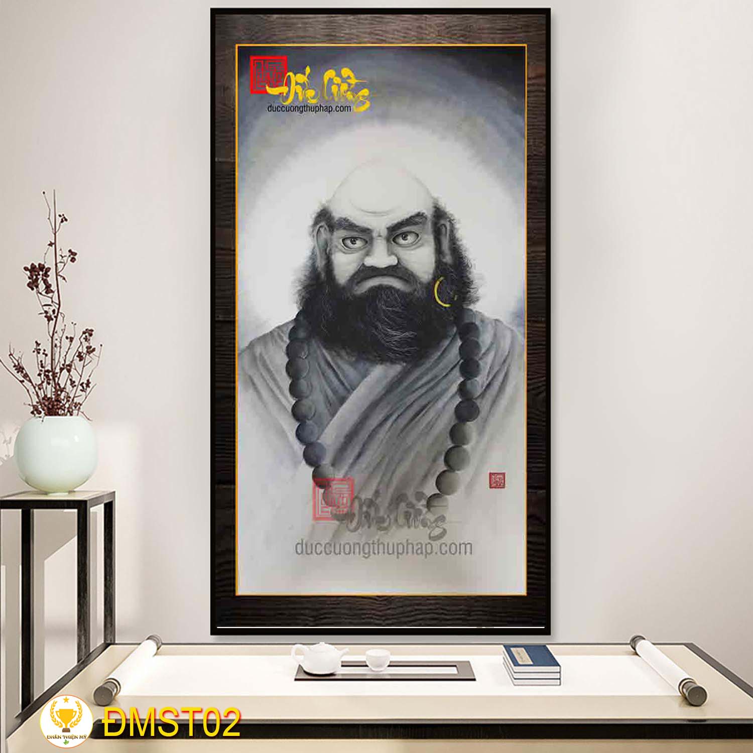 [Giá gốc tận xưởng ] Tranh Đạt Ma Sư Tổ có khung  tặng kèm đinh treo tranh giá tận xưởng