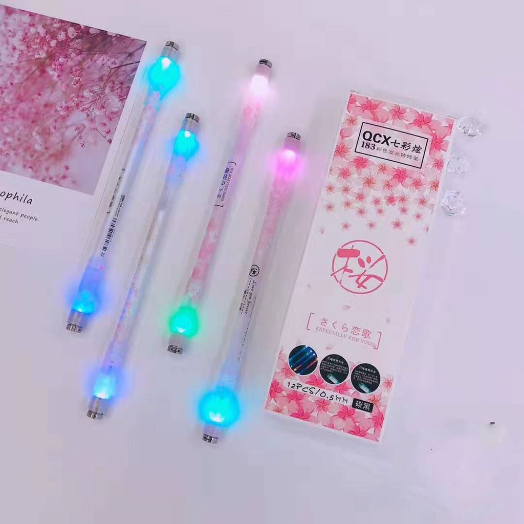 Bút quay nghệ thuật phát sáng Mod có đèn led đổi màu cá tính viết mực xoay đẹp dễ thương Pen Spinning E1316