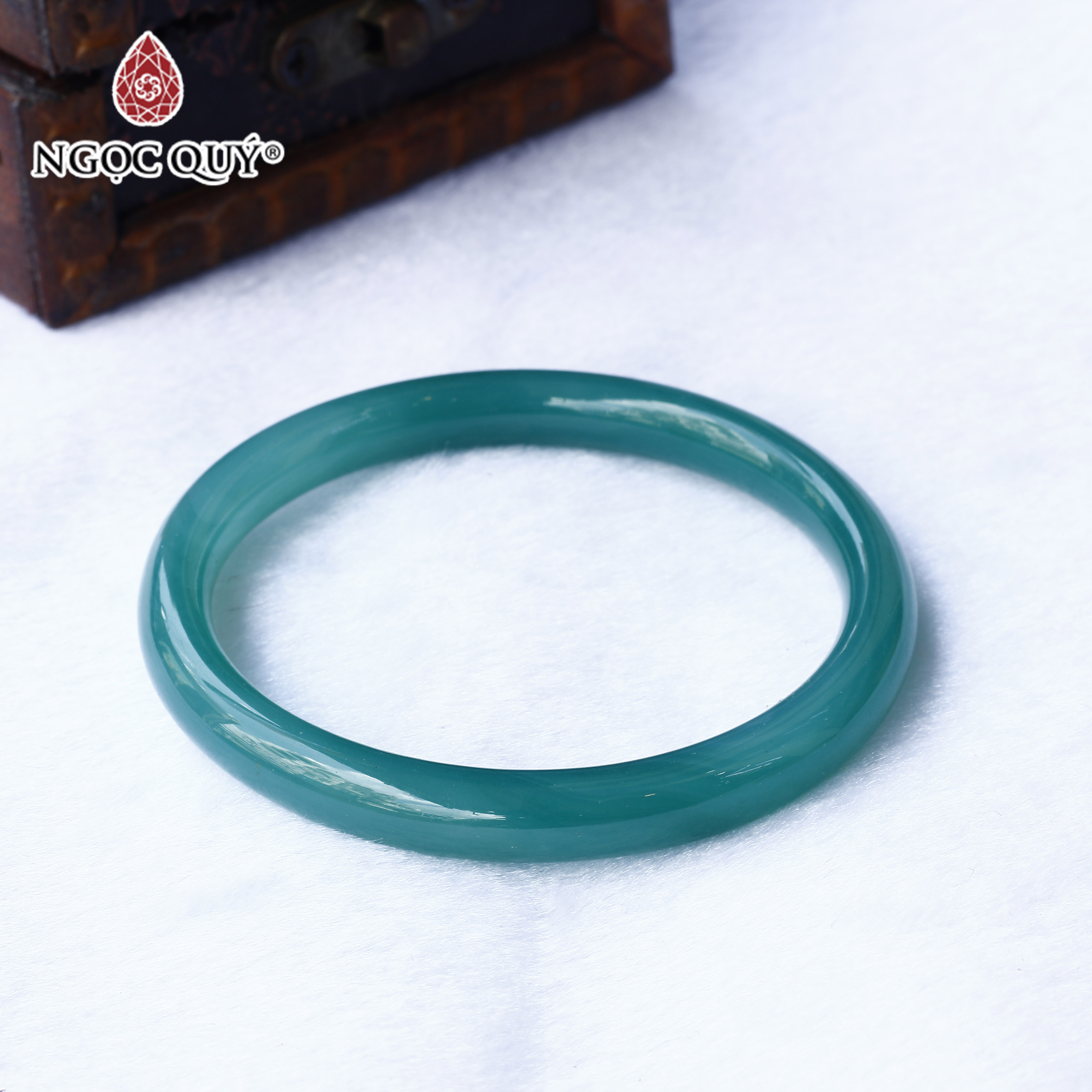 Vòng đá mã não xanh bản tròn Ni54 - Ngọc Quý Gemstones