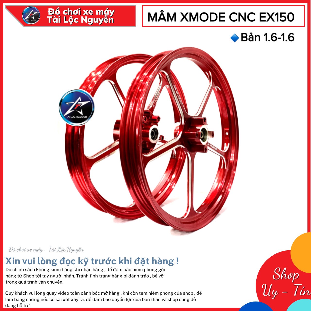 Mâm xmode cnc cho exciter 150 bản 1.6-1.6