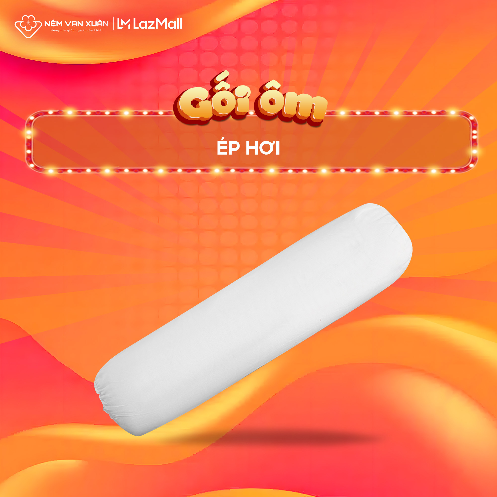 Gối ôm bông gòn ép hơi vạn xuân cao cấp có khóa kéo
