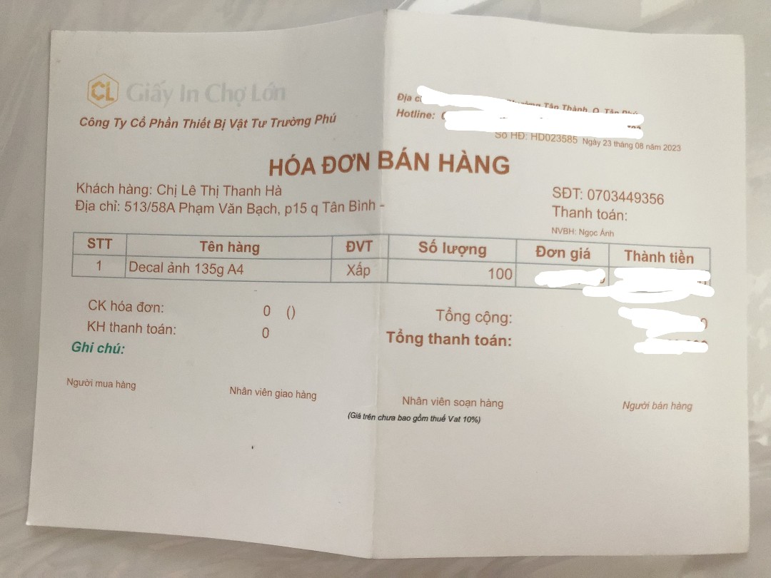 Giấy decal in tem nhãn loại tốt (50 tờ/ XẤP)