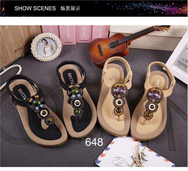 [HCM]Giày sandal đính đá - màu kem