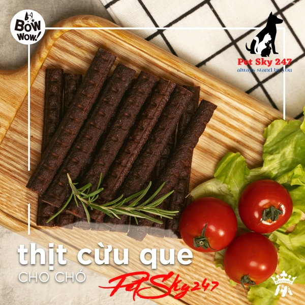 Thức Ăn Vặt Snack Thịt Cừu Que Cho Chó Bow Wow Lam Jerky 90g