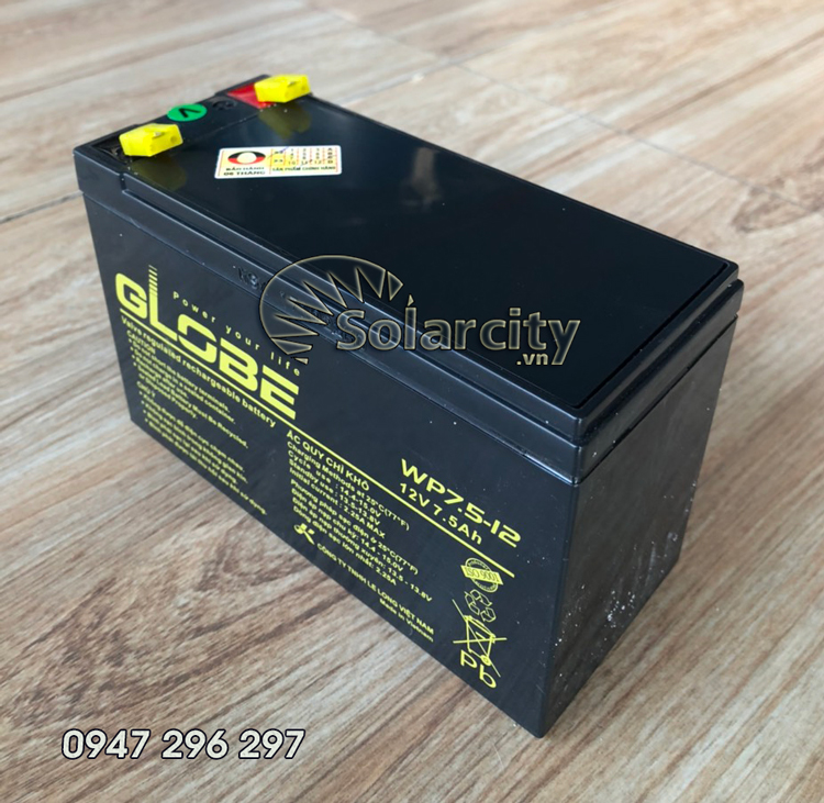 Ắc quy Globe 12V- 7.5Ah (WP7.5-12) dùng cho UPS, lưu điện...