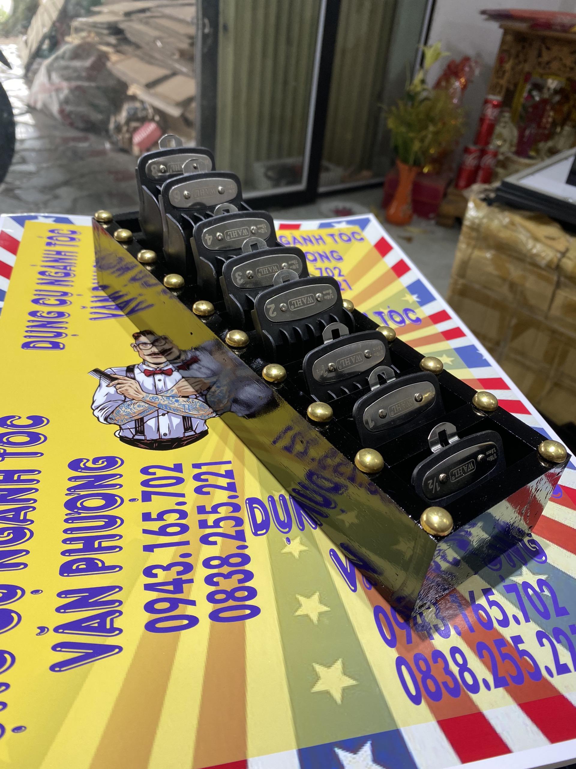 khay gỗ đựng cữ tông đơ