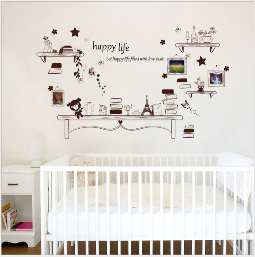 [HCM]Decal giấy dán tường Happy life WD20