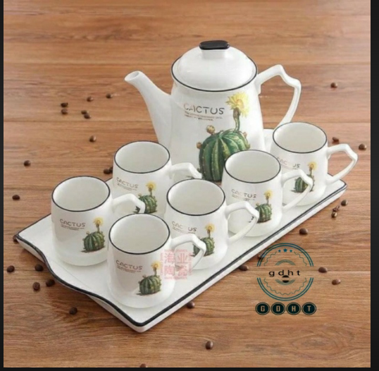 BỘ BÌNH 6 CỐC KÈM KHAY SỨ XƯƠNG CAO CẤP