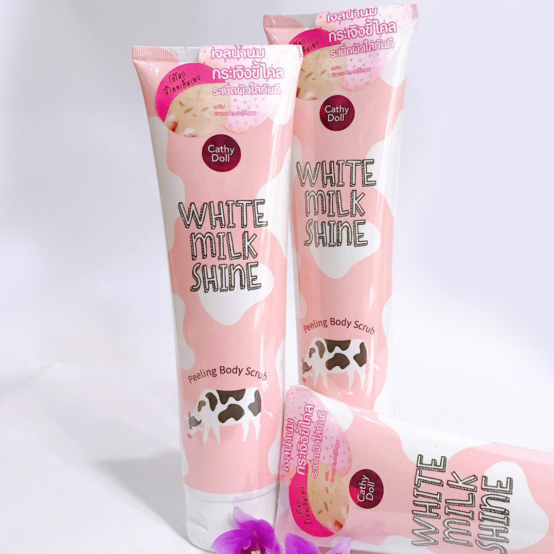 Gel tẩy tế bào chết cathydoll white milk shine peeling body scrub 320ml từ thái lan
