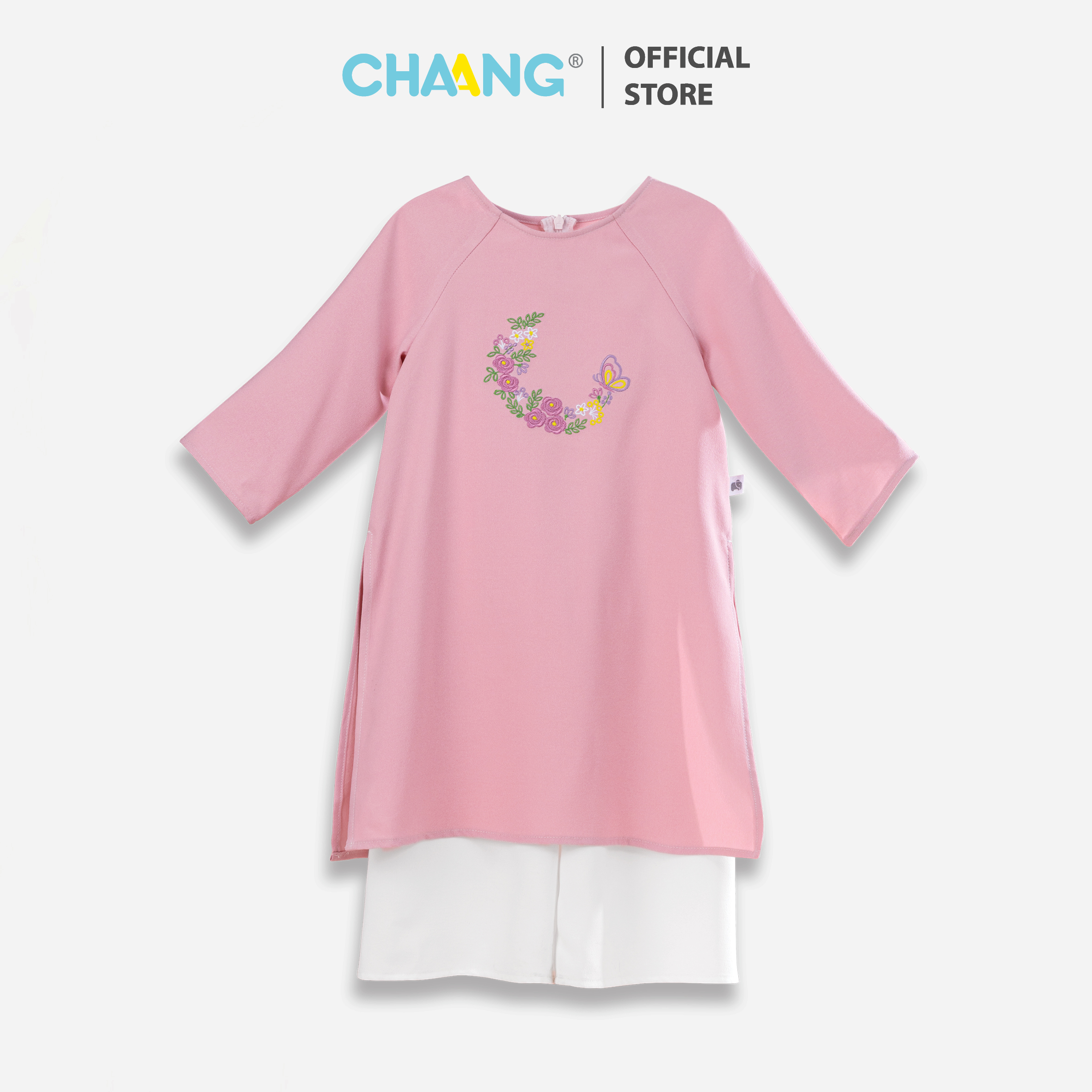 Bộ áo dài bé gái Chaang hồng