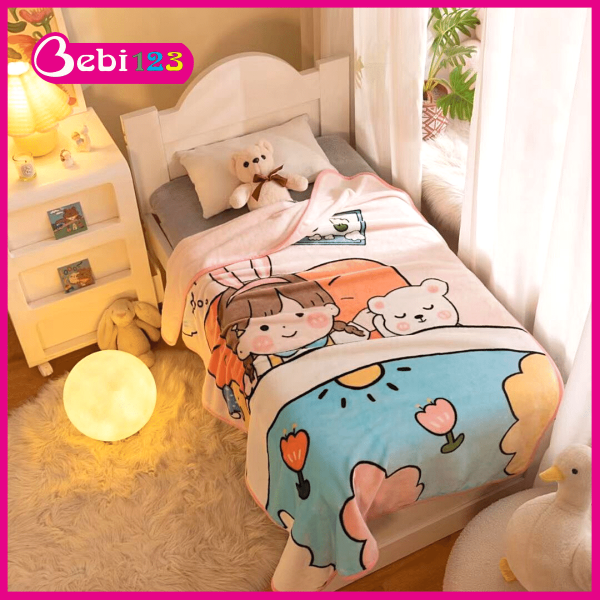 Chăn mền lông cừu 2 lớp loại đẹp cho bé 95x135cm