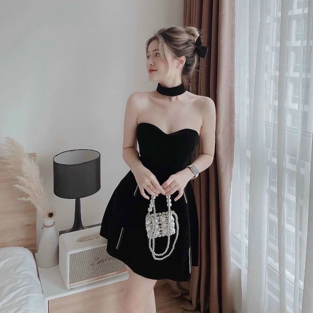 [Gorer Dress] Đầm WAYO nhung cúp ngực jocker cổ sang trọng