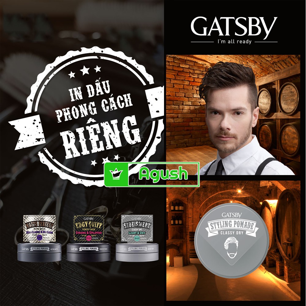 [Chính Hãng 100%] Sáp Vuốt Tóc Gatsby Styling Pomade 75g