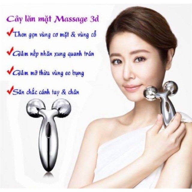Con lăn massage mặt 3D tạo cằm vline, Con lăn mát xa mặt inox, con lăn matxa mặt, con lăn inox cho gương mặt xinh