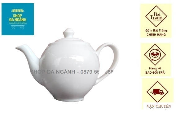 Ấm trà siêu trắng có màng lọc chống tắc dung tích 650 ml gốm sứ Bát Tràng