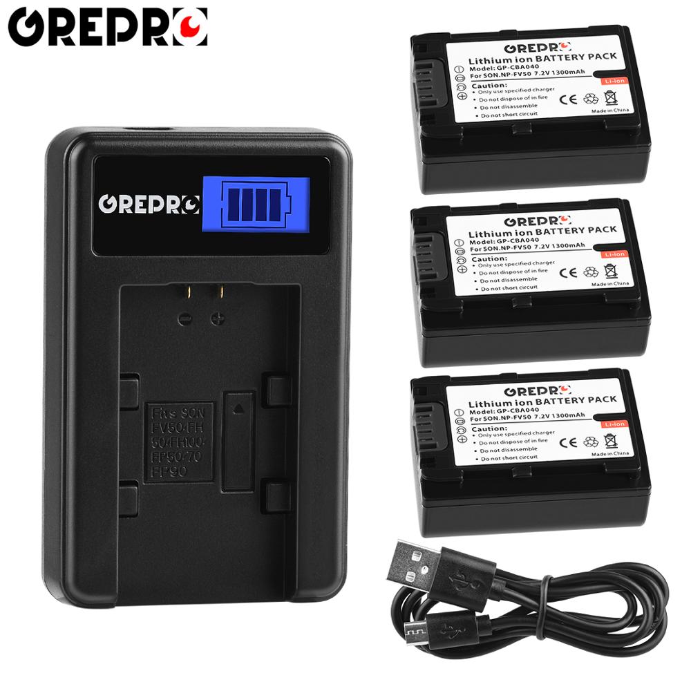 1300mah np-fv50 np fv50 pin với lcd usb npfv50 sạc cho sony hdr cx390 290e pj510 xr260 cx700e pj50e 30e sr68 820e 790e