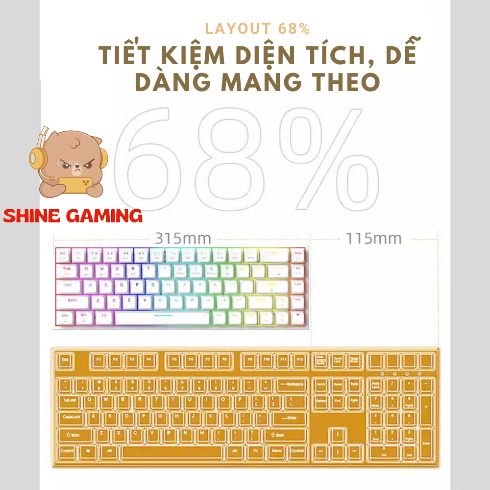 Co68 wireless mechanical keyboard-hotshoe support-gold switch - 3 mode convenient connection-RGB LED multi-mode