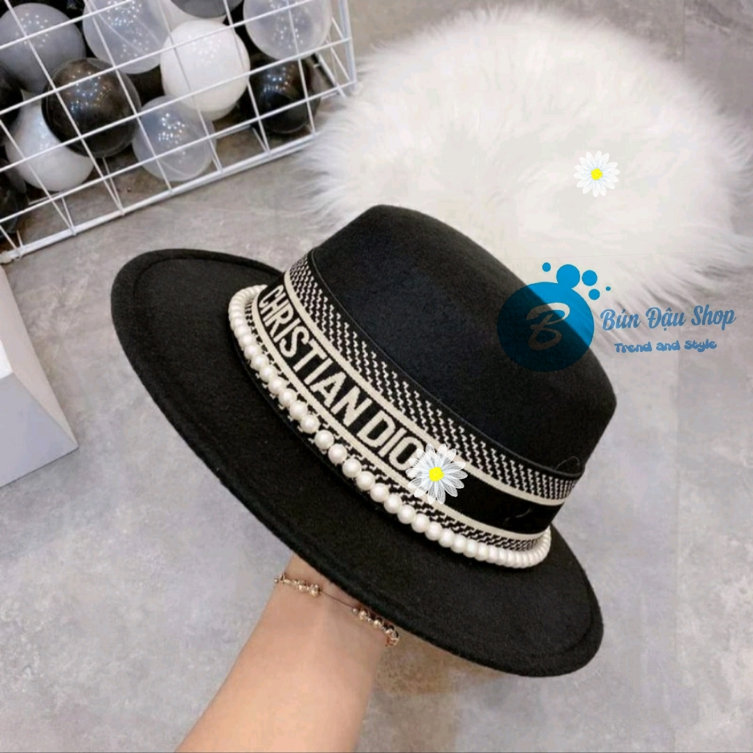 Hat felt đỉnh by belt Dr black delivery Pearl