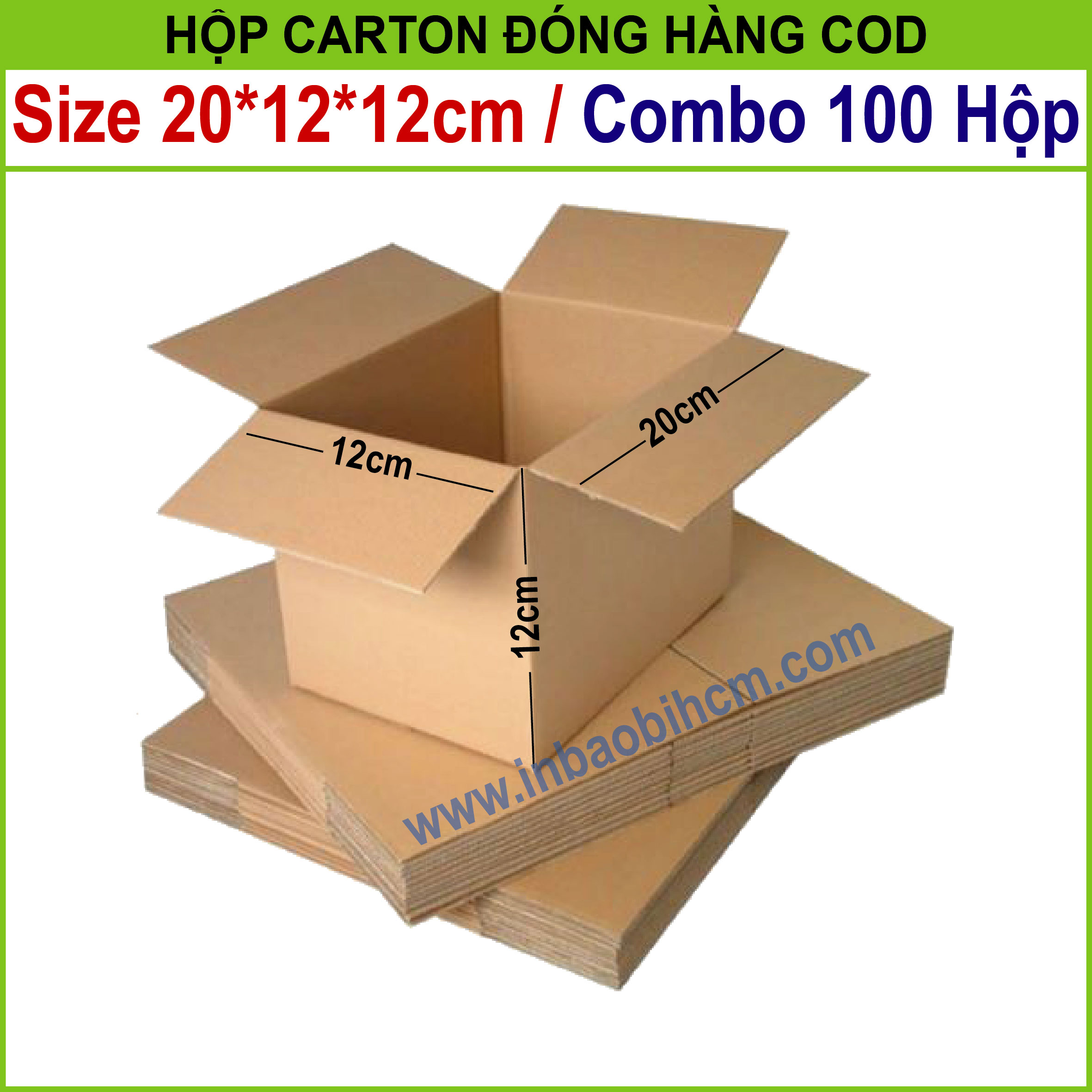 [HCM]100 hộp đóng hàng COD 20x12x12 cm - (InbaobiHCM - Thùng Carton - Hộp carton giá rẻ)