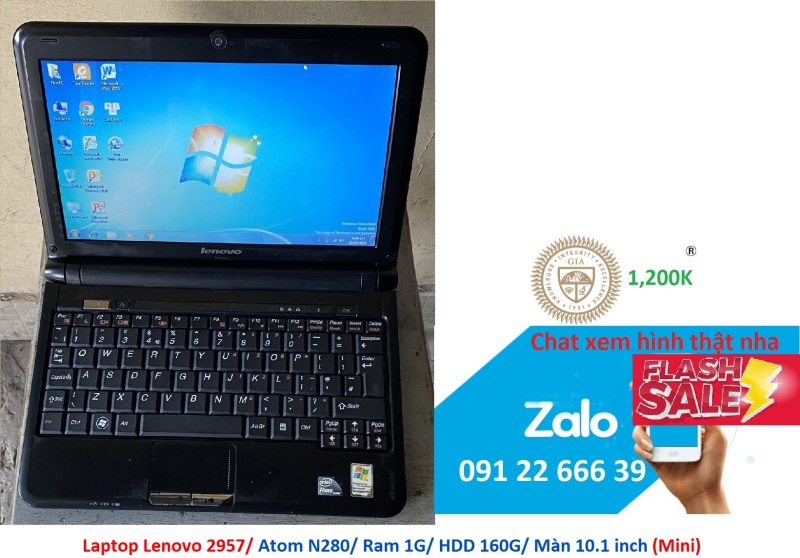 Bảng giá Laptop Lenovo 2957/ Atom N280/ Ram 1G/ HDD 160G/ Màn 10.1 inch (Mini) Phong Vũ