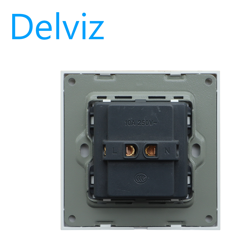 Delviz 10A Wall Power Socket,Household security AC interface 110-250V,Embedded EU Two jacks Outlet.