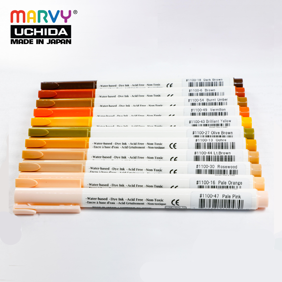 Bút lông đầu cọ mềm Marvy 1100 (Tone nâu cam)