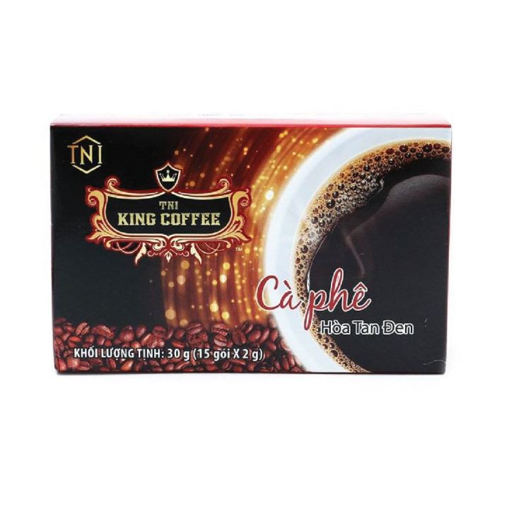 King coffee hoà tan đen hộp 15 gói x 2g 100% cafe hòa tan