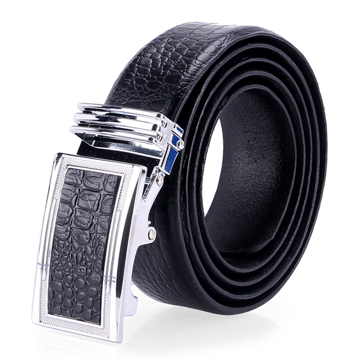 TH4114 - Dây nịt nam da thật vân cá sấu  màu đen