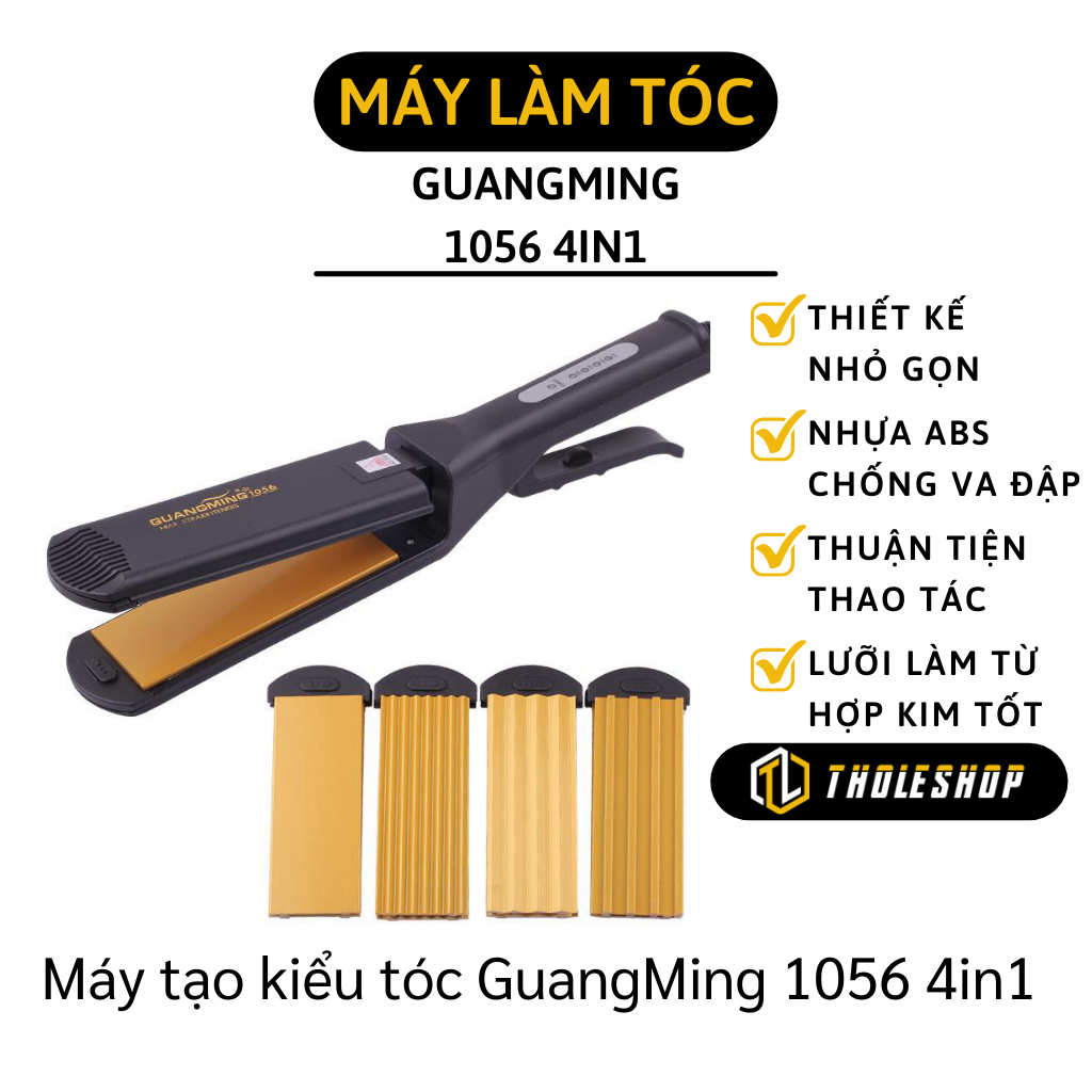Máy làm tóc đa năng - Máy dập tóc GuangMing 1056 4in1 - Máy kẹp, uốn, dập xù, bấm chân tóc chuyên nghiệp, dùng tại salon