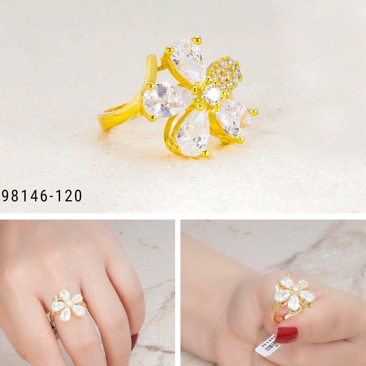 [HCM]Nhẫn nữ nhẫn nữ mạ vàng thật cao cấp 3 kiểu đính đá pha lê chạm đá pha lê sáng lấp lánh không phai màu thiết kế sang trọng Trang Sức Gami N084- CAM KẾT KHÔNG PHAI MÀU