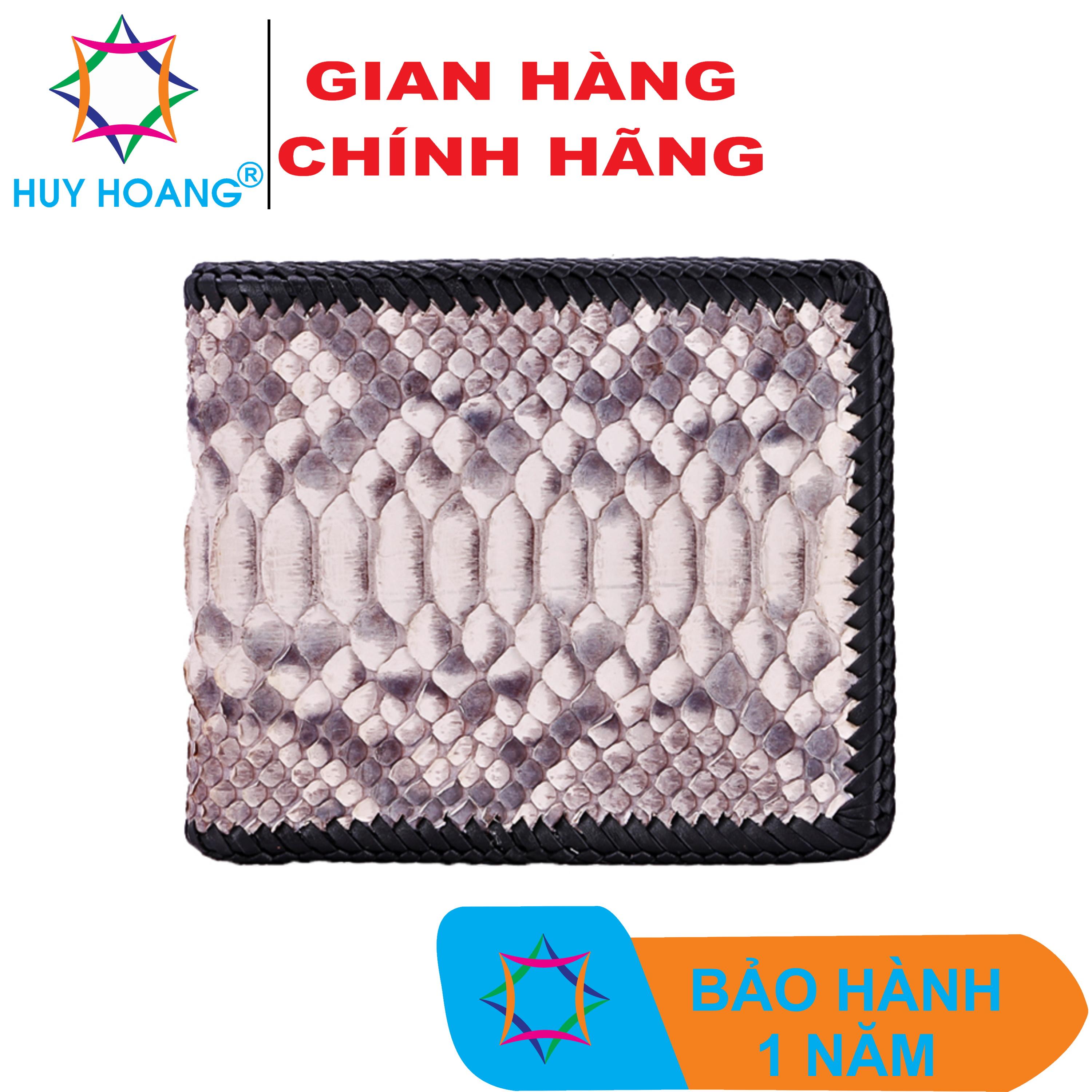 Ví nam da trăn đan viền màu trắng HK2316
