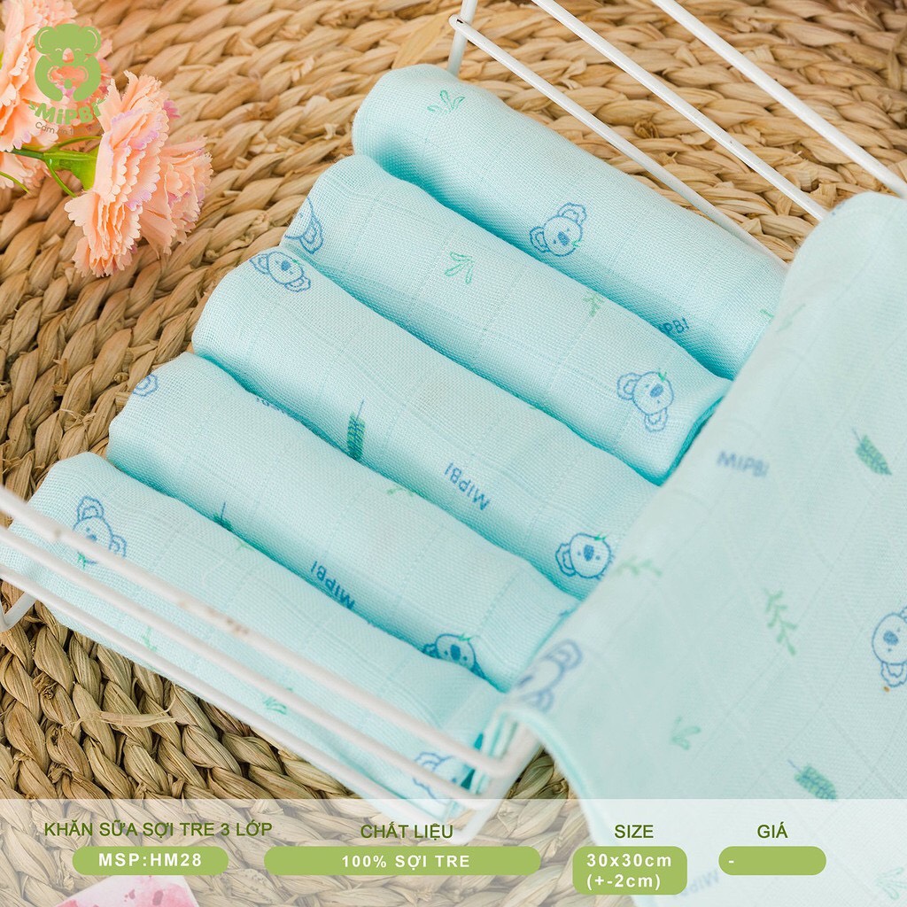Khăn sữa sợi tre Mipbi cho bé (Hộp 6 chiếc)