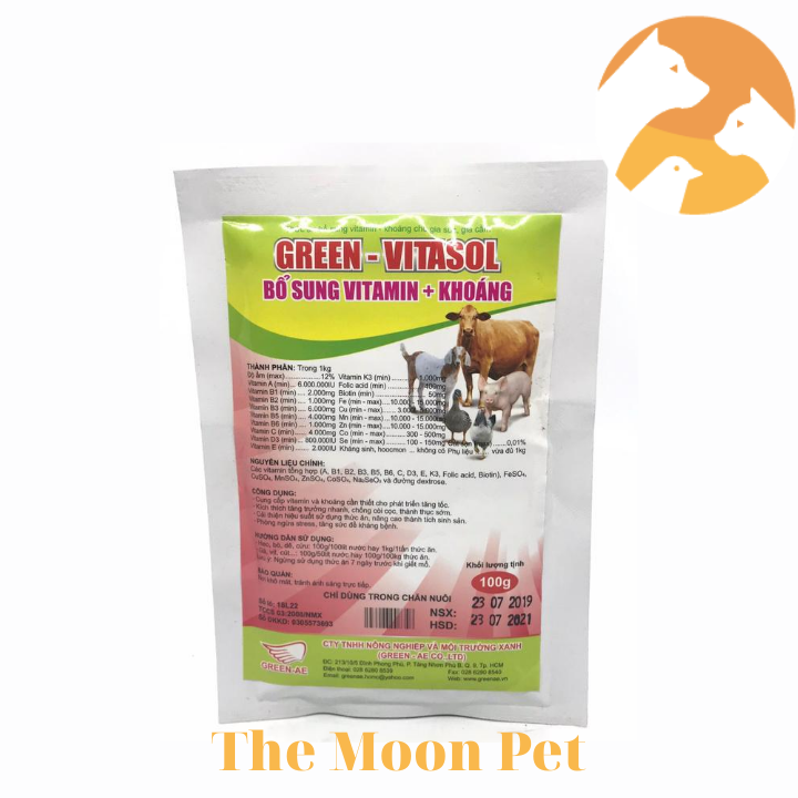 Green Vitasol [100 gr] Thức ăn bổ sung vitaim, khoáng cho gia súc, gia cầm