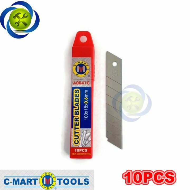 Lưỡi dao rọc giấy c-mart a0041c 7 rãnh 10 lưỡihộp 100 x 18 x 0.5mm