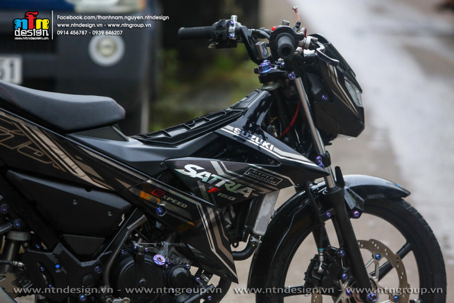 Tem rời crom siêu sáng cho satria f150 đen - mẫu mới 2023