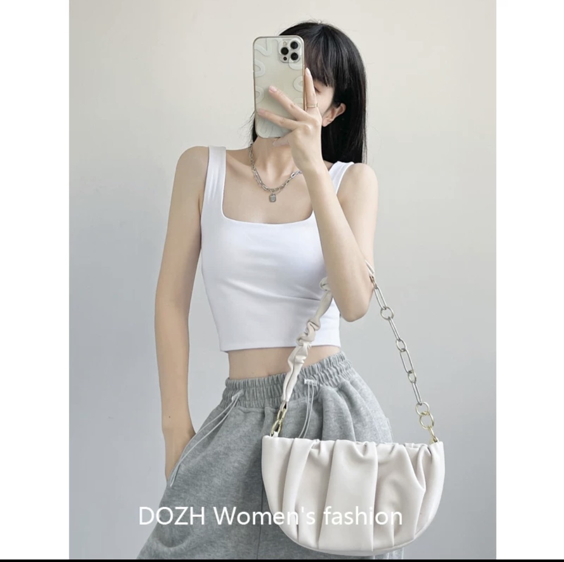 Áo Croptop Cổ Vuông 2 Dây_Áo Croptop [Video+Ảnh Thật]