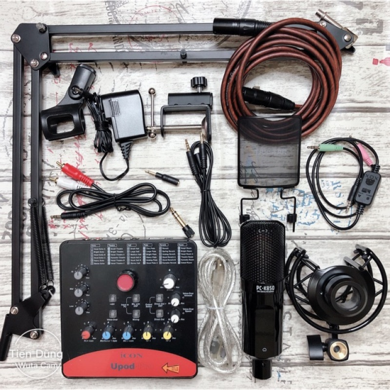 Mic thu âm takstar pc-k850 soundcard icon upod pro chân đế livestream ma2 dây mic 3m