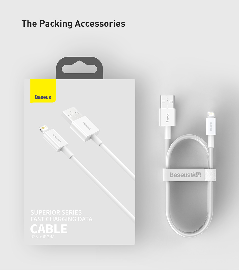 Baseus 2.4A Fast Charging USB Cable for iPhone 12 Pro Max Phone Charger Data Cable for iPhone 11 Pro 8 XR X 7 Plus USB Cable Fast Charge Cable