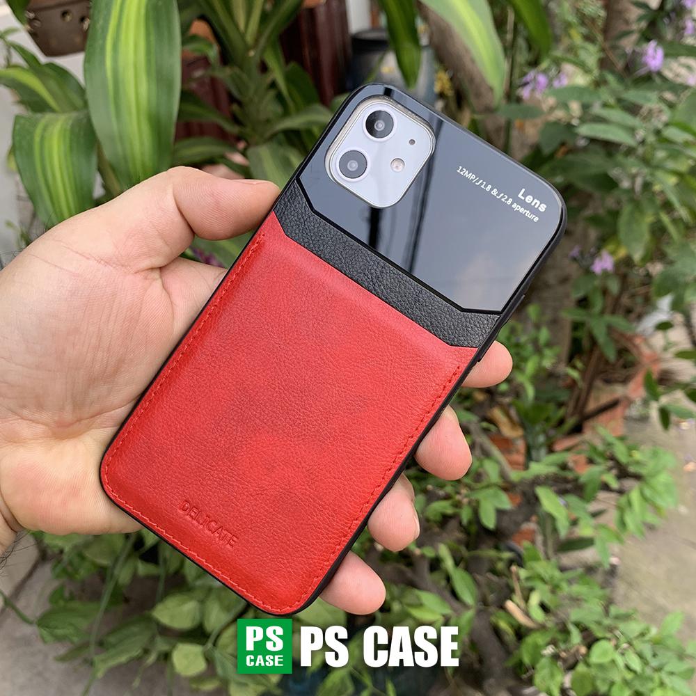 Ốp lưng da kính cao cấp dành cho iPhone 11 - Màu đỏ - PS Case Phân Phối