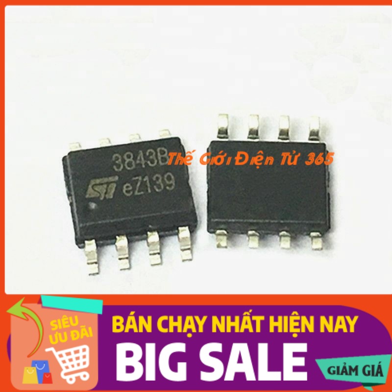 Ic tạo dao động uc3843b chân dán smd sop8, ic nguồn switching chính hãng