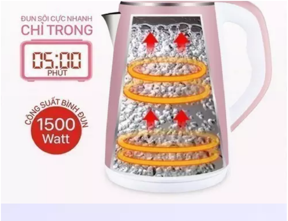 Ấm siêu tốc 2 lớp thái lan 2.5l