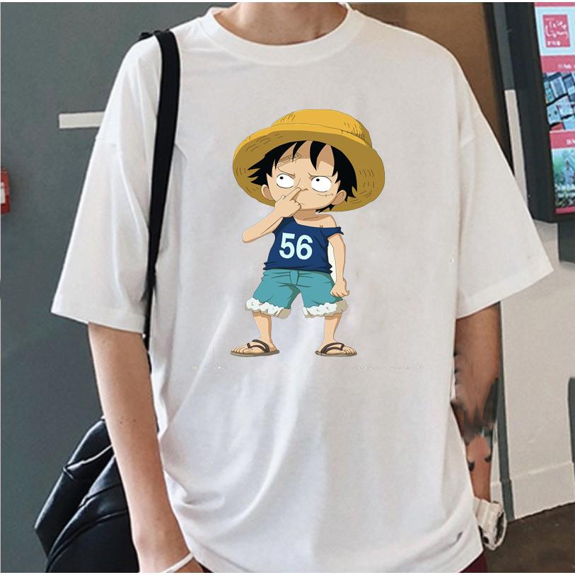 Áo thun nam tay ngắn chất cổ tròn, Áo phông nam cộc tay in hình Luffy one piece siêu đẹp