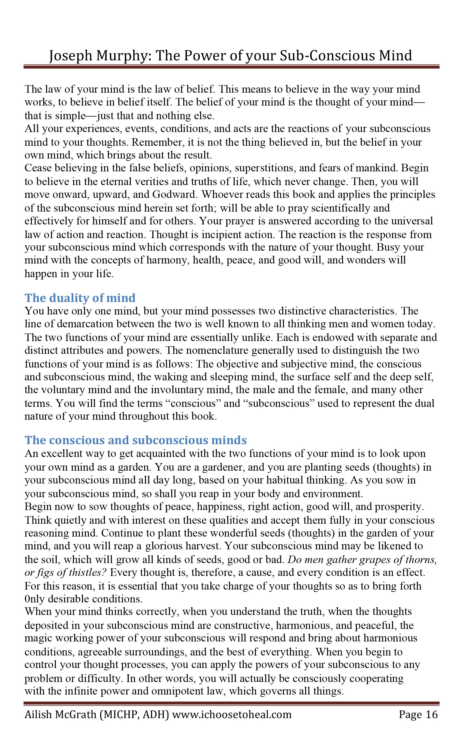The Power of your Sub - Conscious Mind (Sách màu)