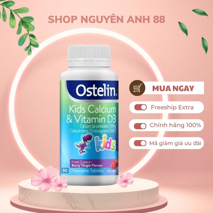 Canxi Ostelin Úc Kẹo Khủng Long 90 viên cho bé từ 2 tuổi Xuất xứ Úc shopnguyenanh88