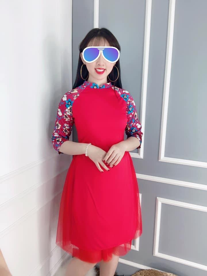 Set Áo dài cách tân kèm chân váy ren (Ảnh thật)